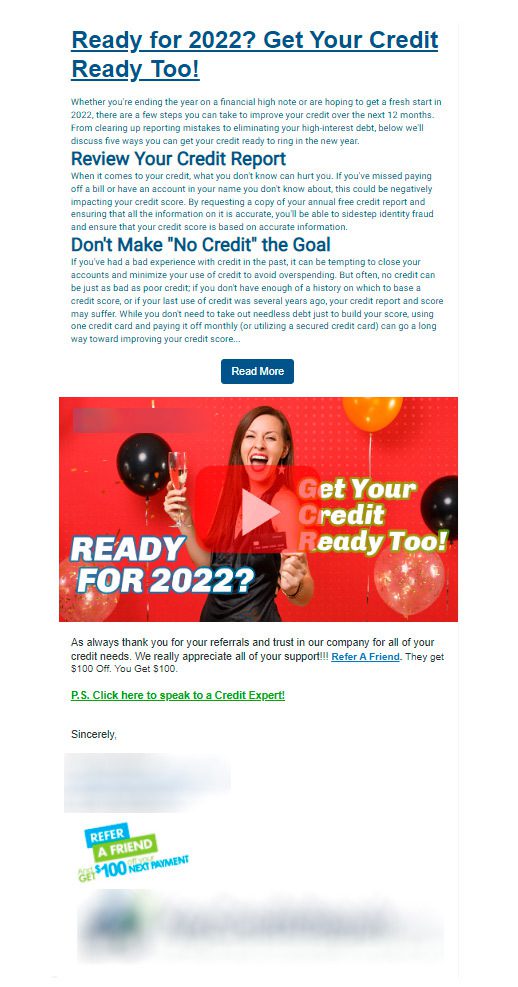Financial Services Company Email Newsletters
